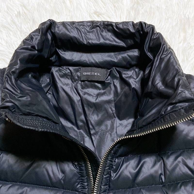 DIESEL ディーゼル ライダースダウンジャケット ワッペン ジップ 黒