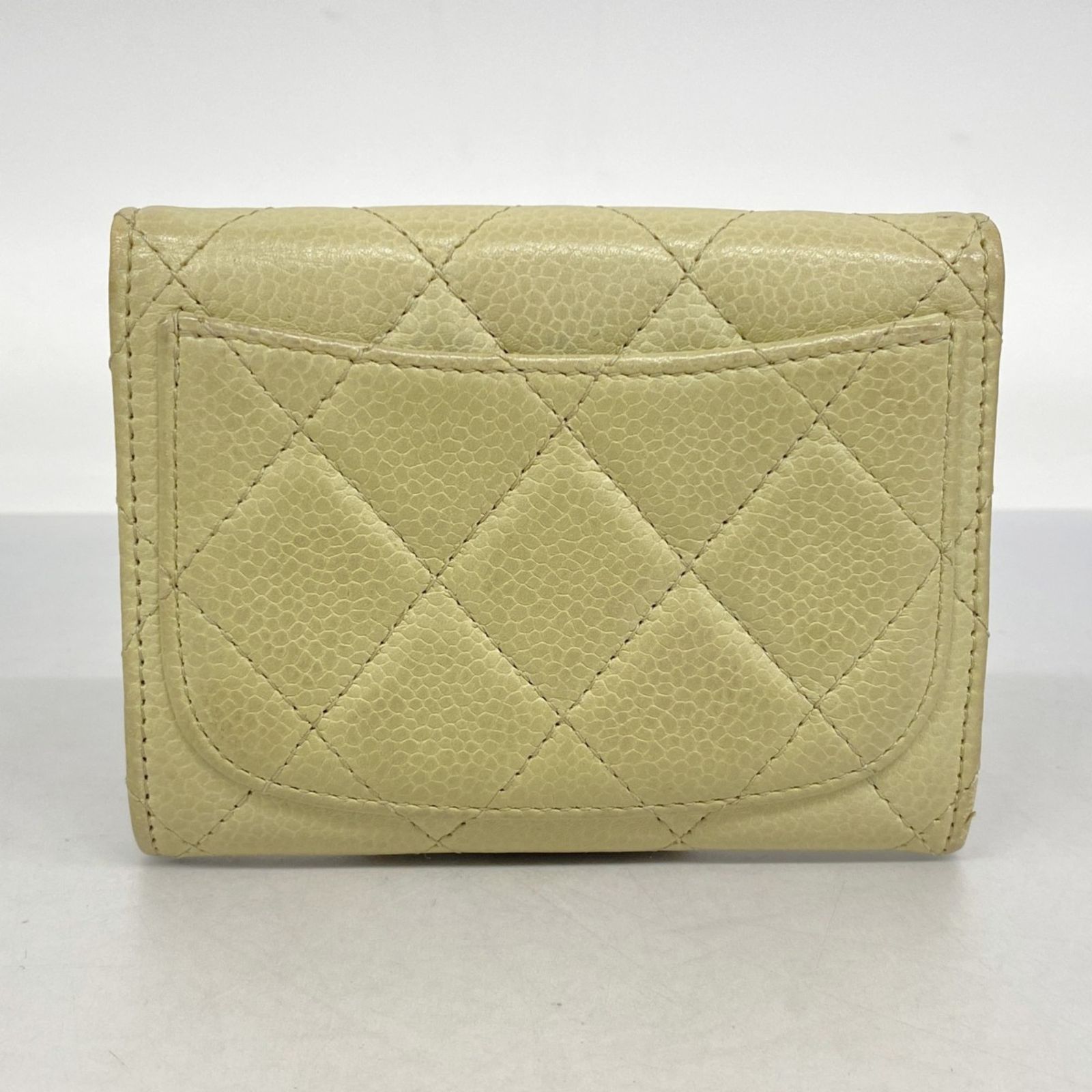  シャネル Chanel 名刺入れ カードケース マトラッセ キャビアスキン ベージュ レディース カードケース 小物