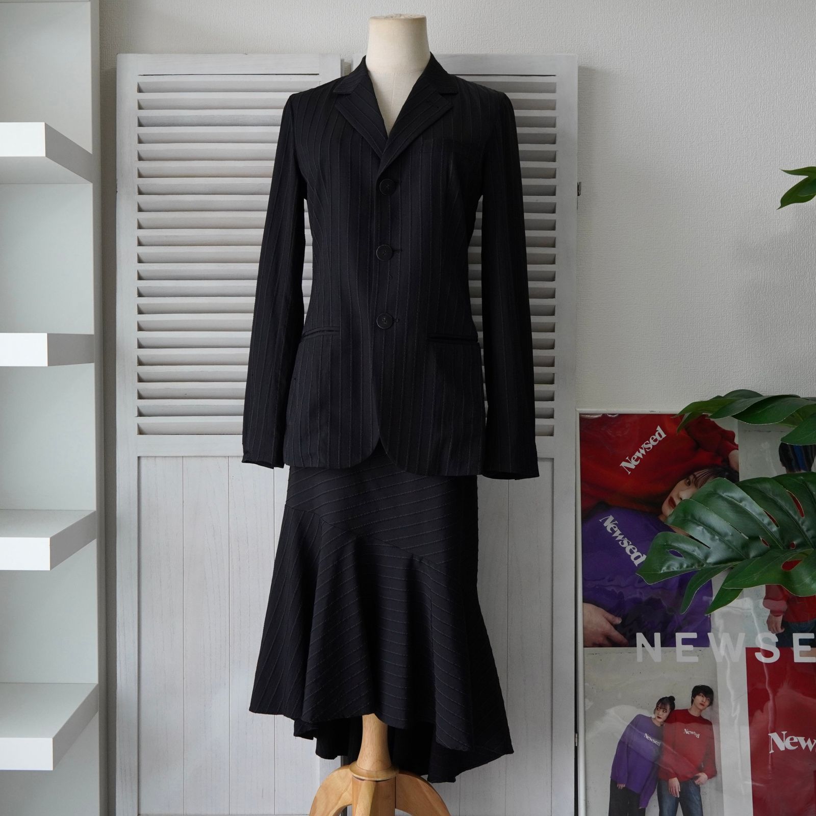 Jean Paul GAULTIER  セットアップ　スカート ジャンポール ゴルチエ フェム ストライプ柄 シングル テーラード