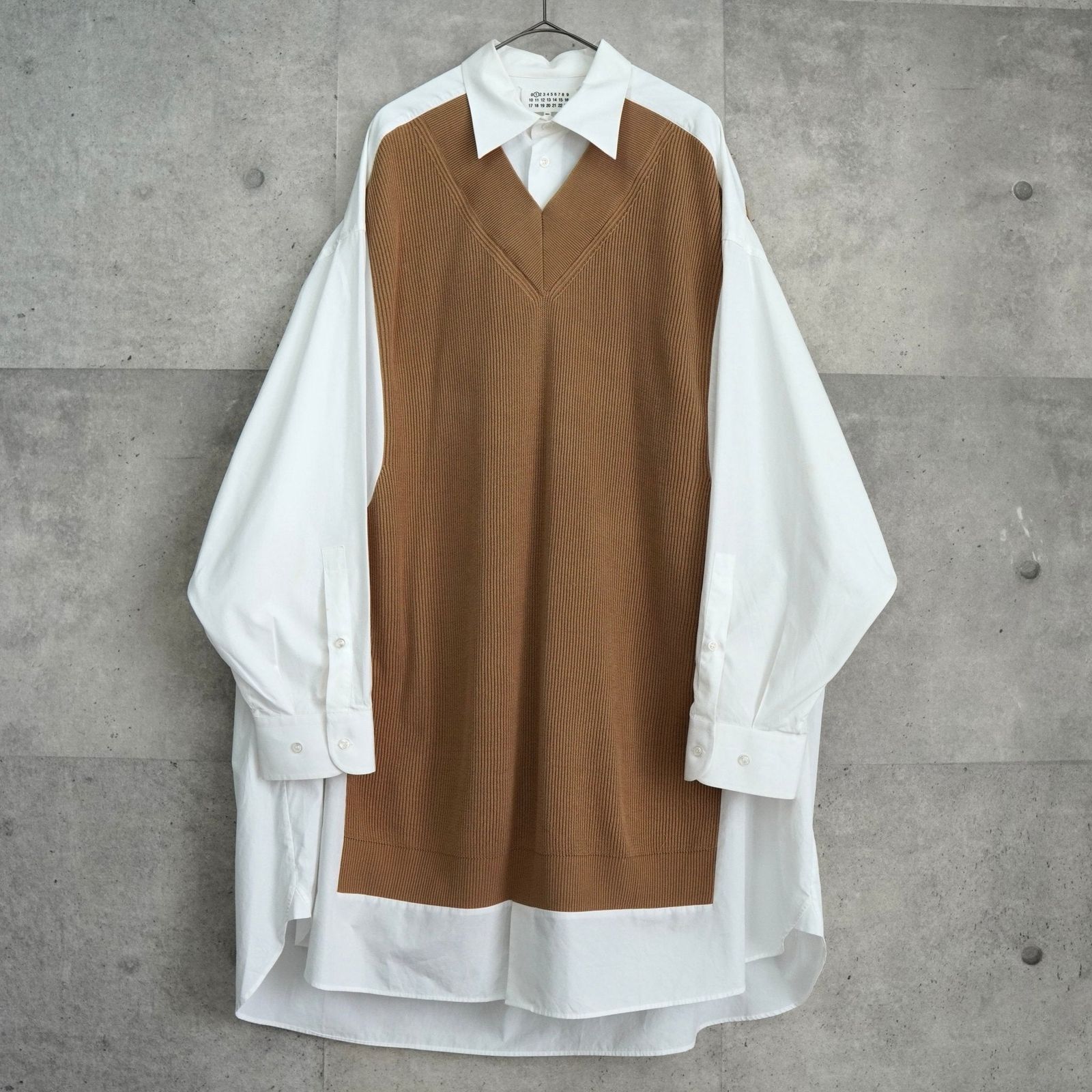 メゾンマルジェラ オーバーサイズ ドッキング ニット シャツワンピース