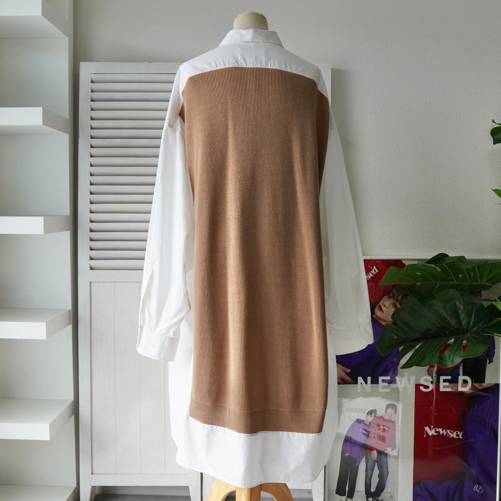 メゾンマルジェラ オーバーサイズ ドッキング ニット シャツワンピース