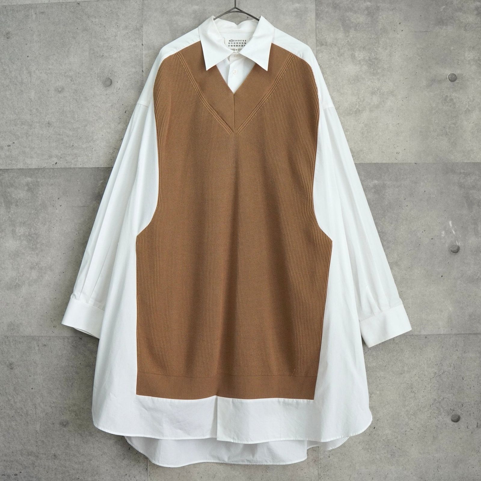 メゾンマルジェラ オーバーサイズ ドッキング ニット シャツワンピース