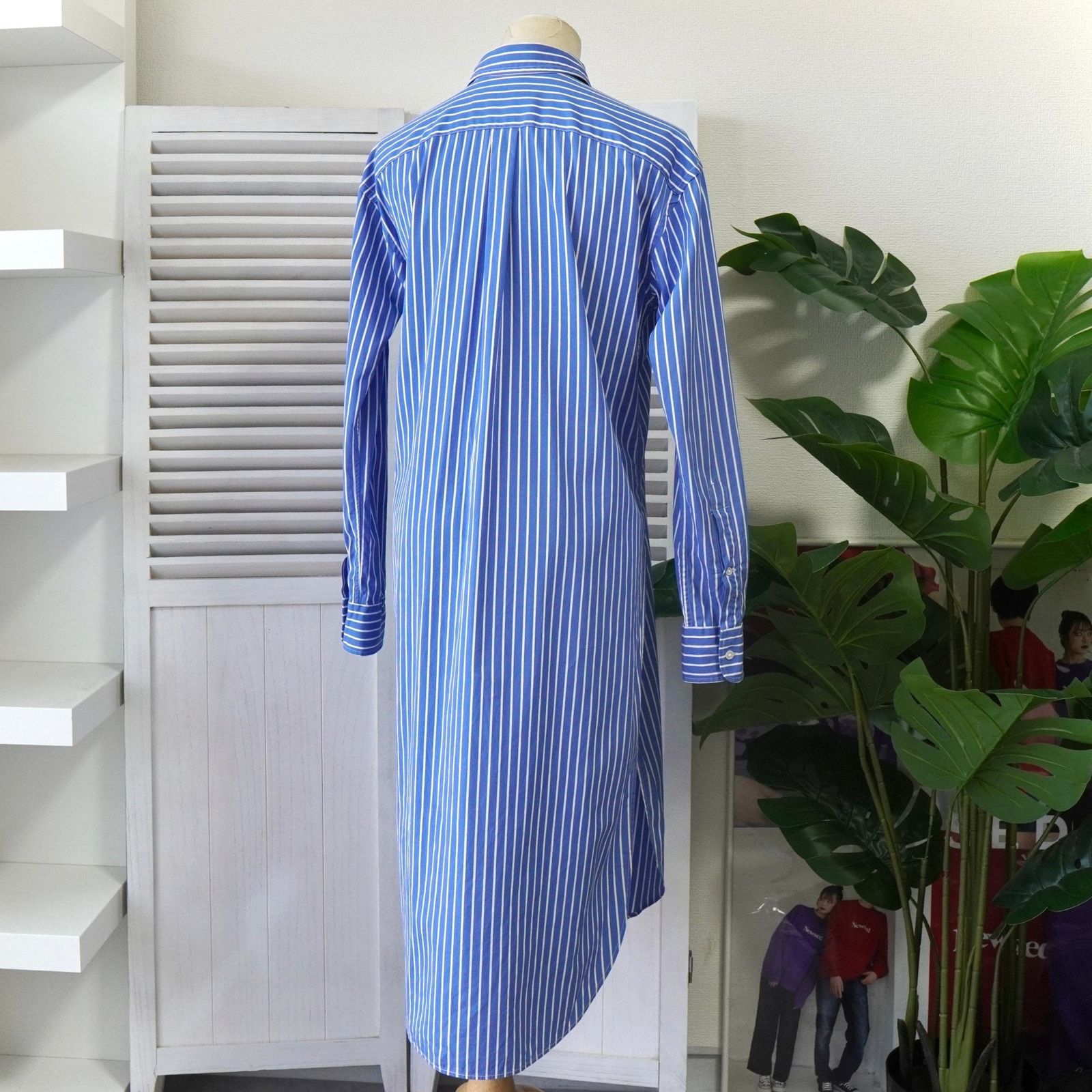 ポロ ラルフローレン ストライプ シャツワンピース ホワイト / ブルー