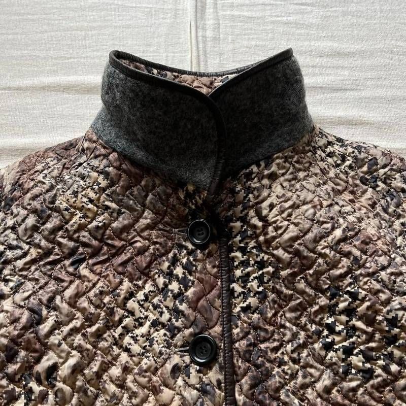 90s vintage ヴィンテージ古着 レオパード×千鳥柄 総柄 キルティング