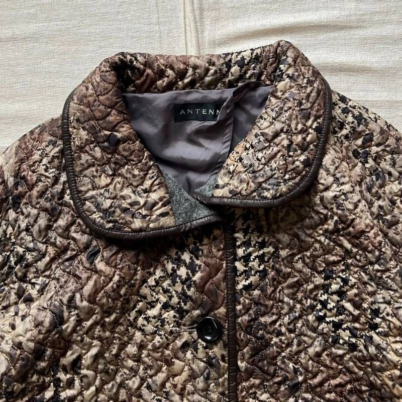 90s vintage ヴィンテージ古着 レオパード×千鳥柄 総柄 キルティング