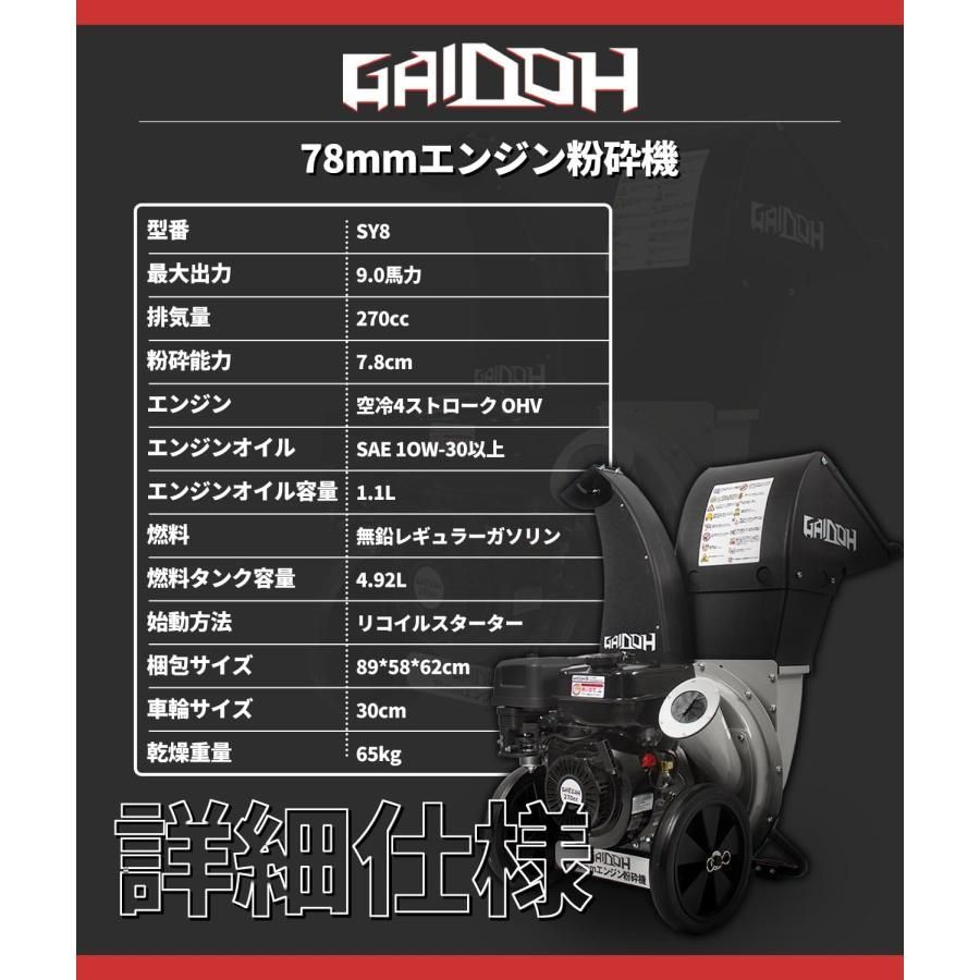 エンジン式粉砕機 最大粉砕径約80mm エンジンチッパーシュレッダー