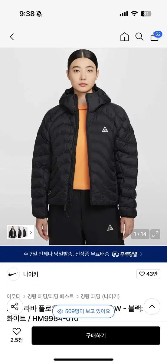 ナイキ ACG ラバフロー サーマフィット レディース軽量ダウン