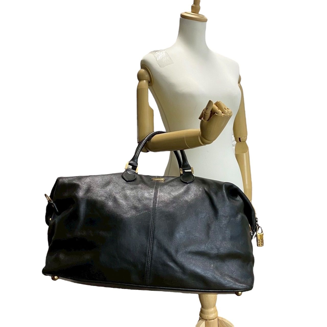 B4079】GOLD PFEIL ゴールドファイル ボストンバッグ レザー シボ革