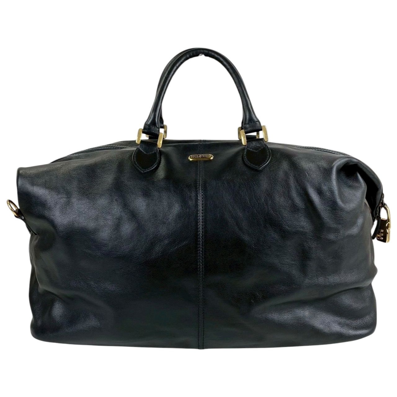 B4079】GOLD PFEIL ゴールドファイル ボストンバッグ レザー シボ革