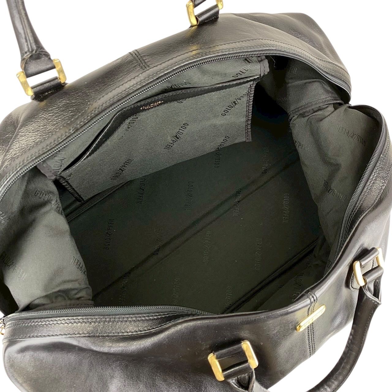 B4079】GOLD PFEIL ゴールドファイル ボストンバッグ レザー シボ革