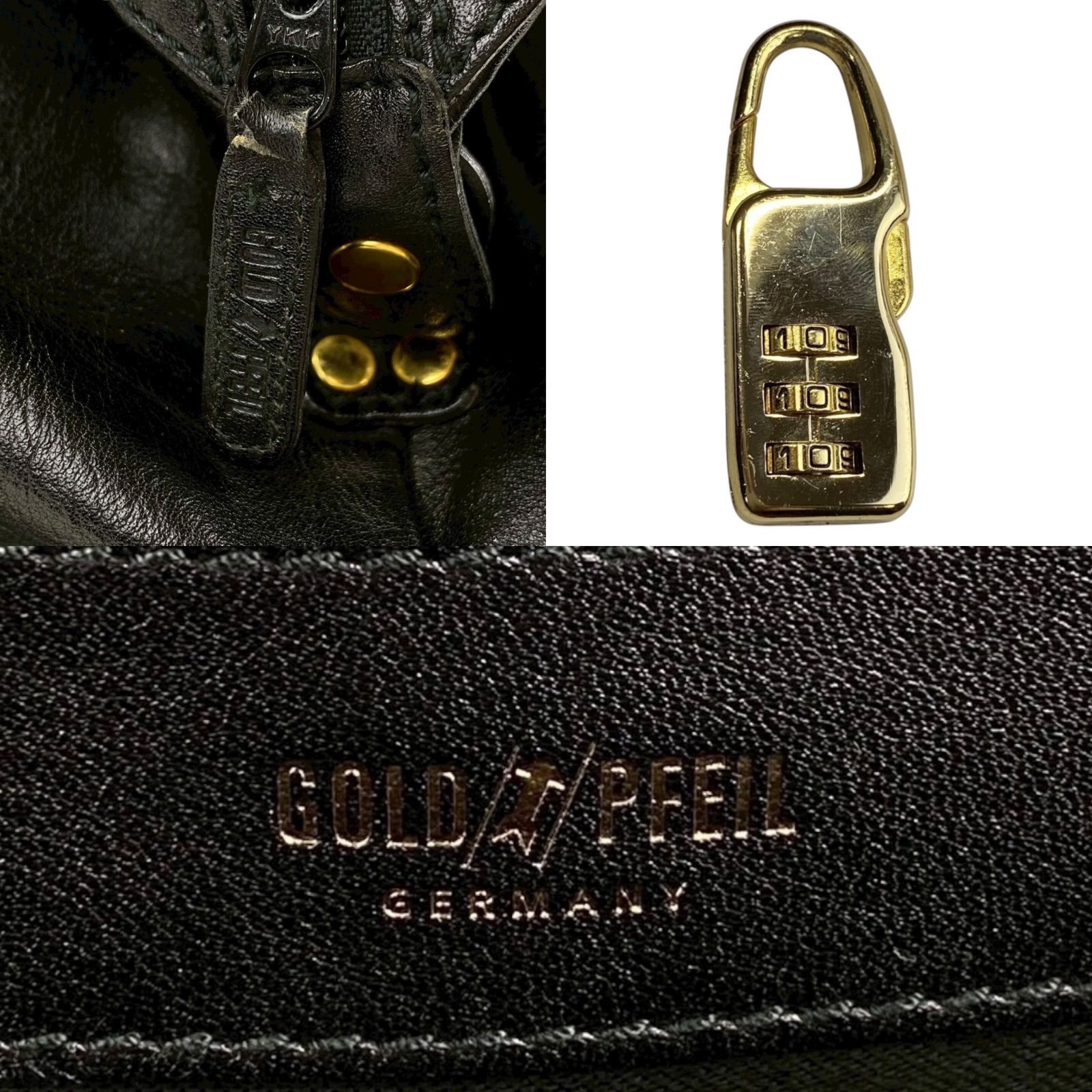 B4079】GOLD PFEIL ゴールドファイル ボストンバッグ レザー シボ革