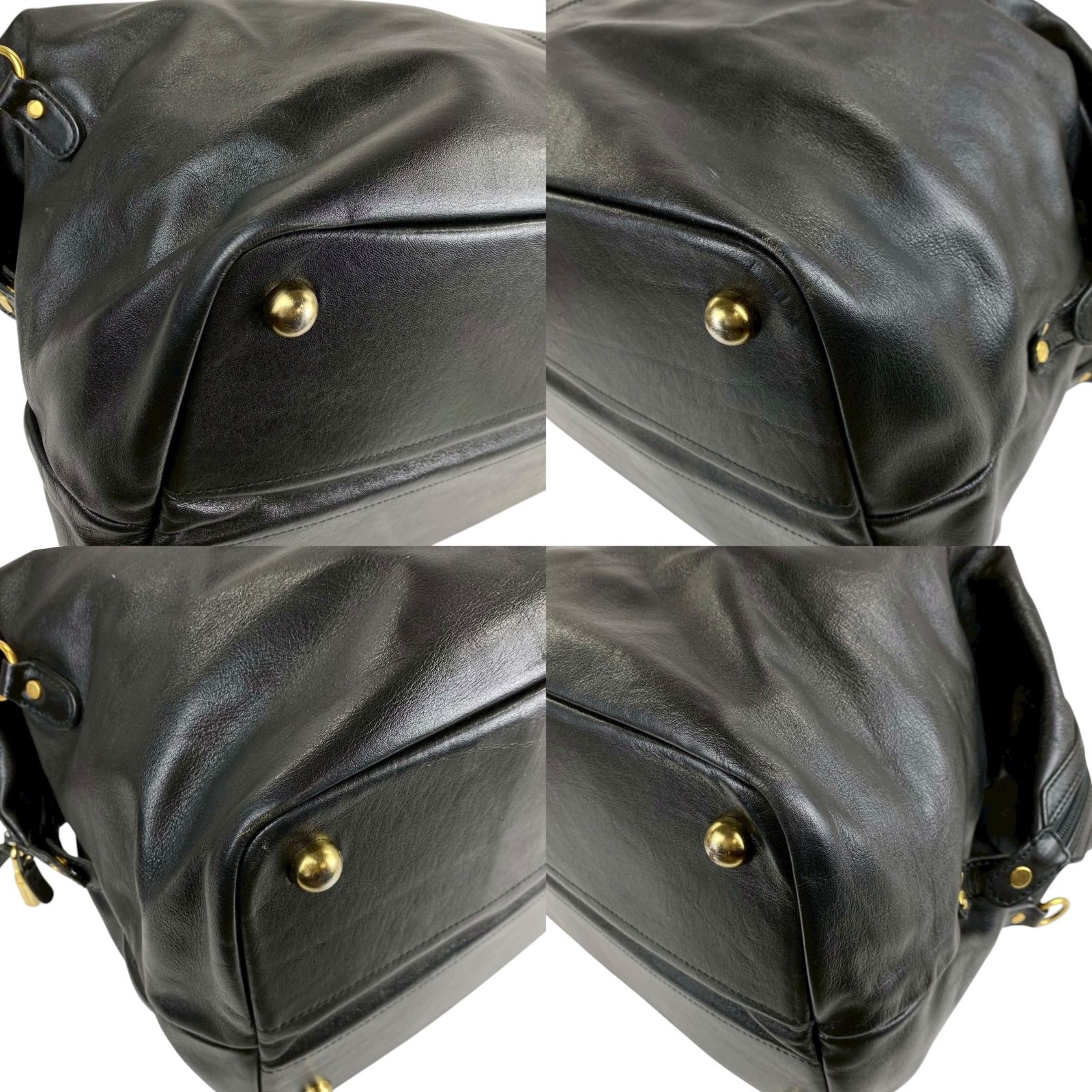 B4079】GOLD PFEIL ゴールドファイル ボストンバッグ レザー シボ革