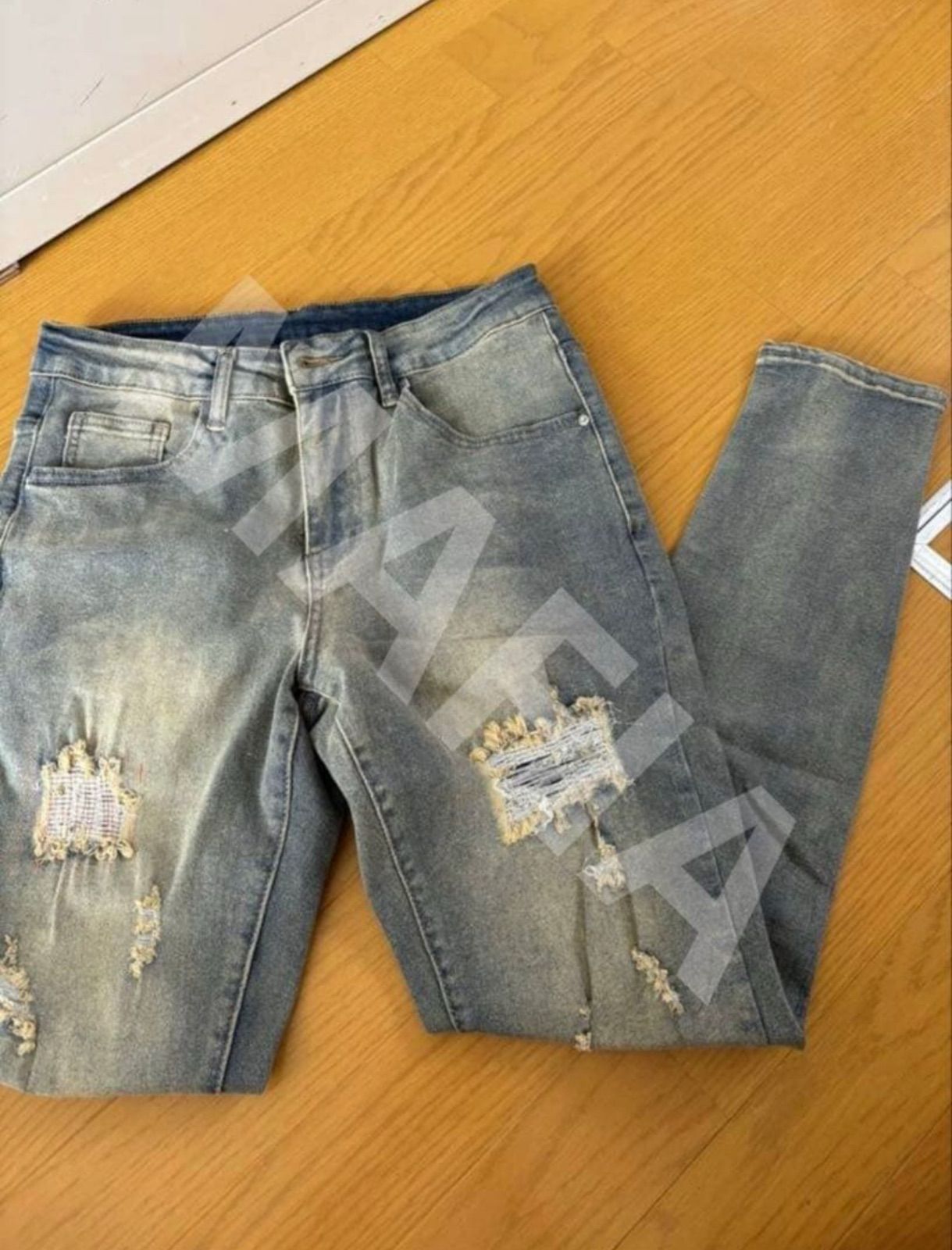 UK DRILL ファッション ダメージデニム メンズ スリムフィット