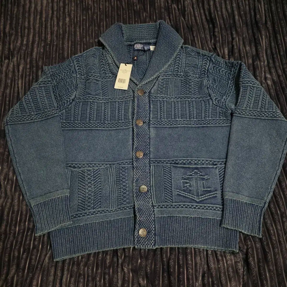 ポロ デニム 앵커 アランコットン ショール カーディガン M 105