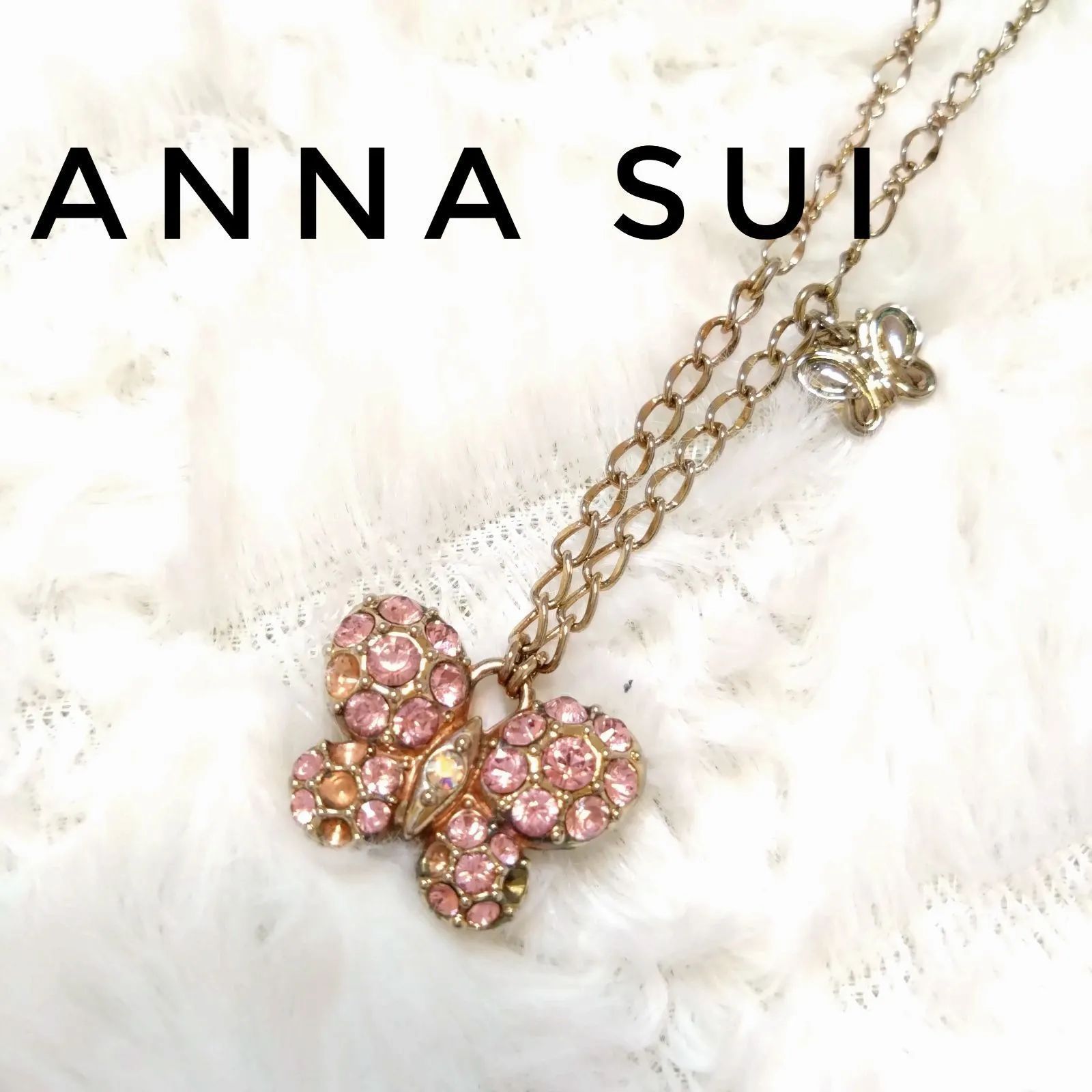 ANNA SUI 蝶モチーフ ネックレス ストーン抜け有り - メルカリ