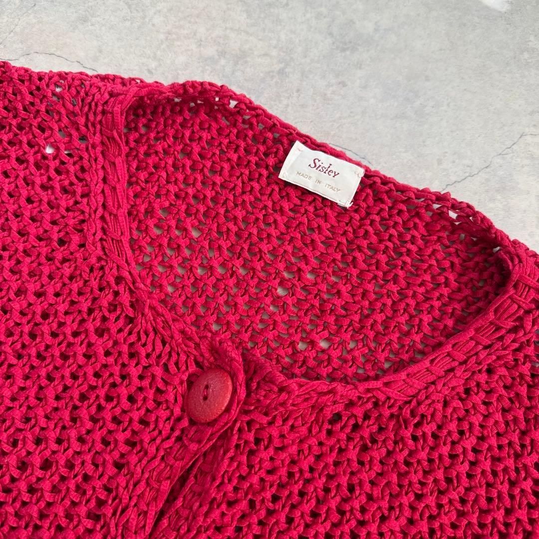  ヴィンテージ ヨーロッパ古着 コットンニットカーディガン イタリア製 半袖 半袖 カーディガン ボレロ アンサンブル