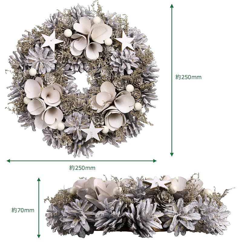 9.クリスマス丸リース 迅速発送】Morikuru(Rinate) 北欧風 リース 直径 25cm 壁掛け