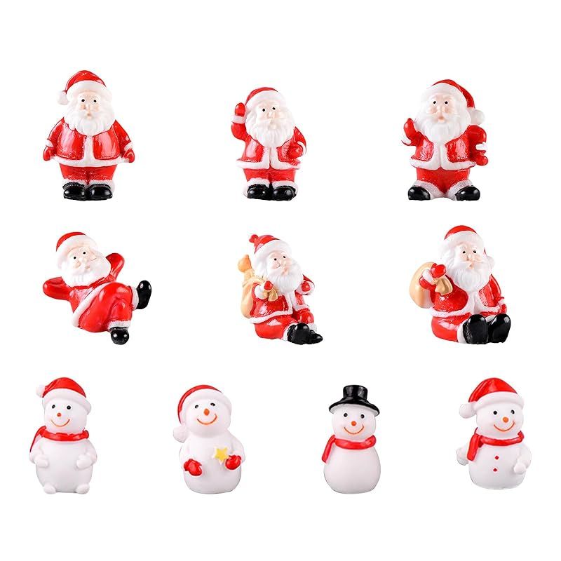 迅速発送】クリスマス ミニチュア 置物 10個セット 可愛い 樹脂 サンタ