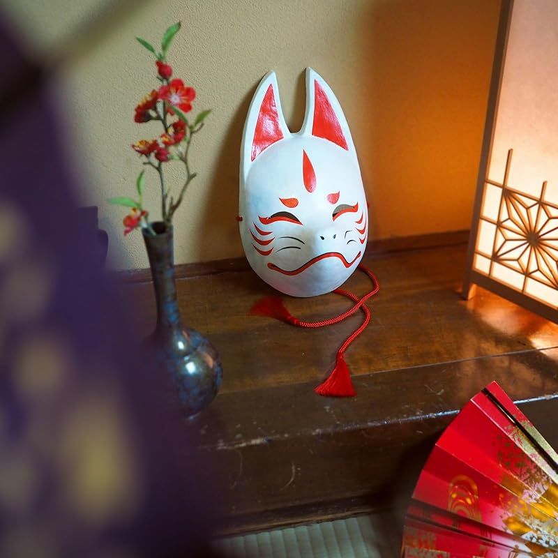 相楽製作所 張子でできた狐面 狐のお面 白 白狐 和風 狐面 きつね お面 SW007 羽二重張り SW007 WWW_OPDRERGINERDOGAN_COM