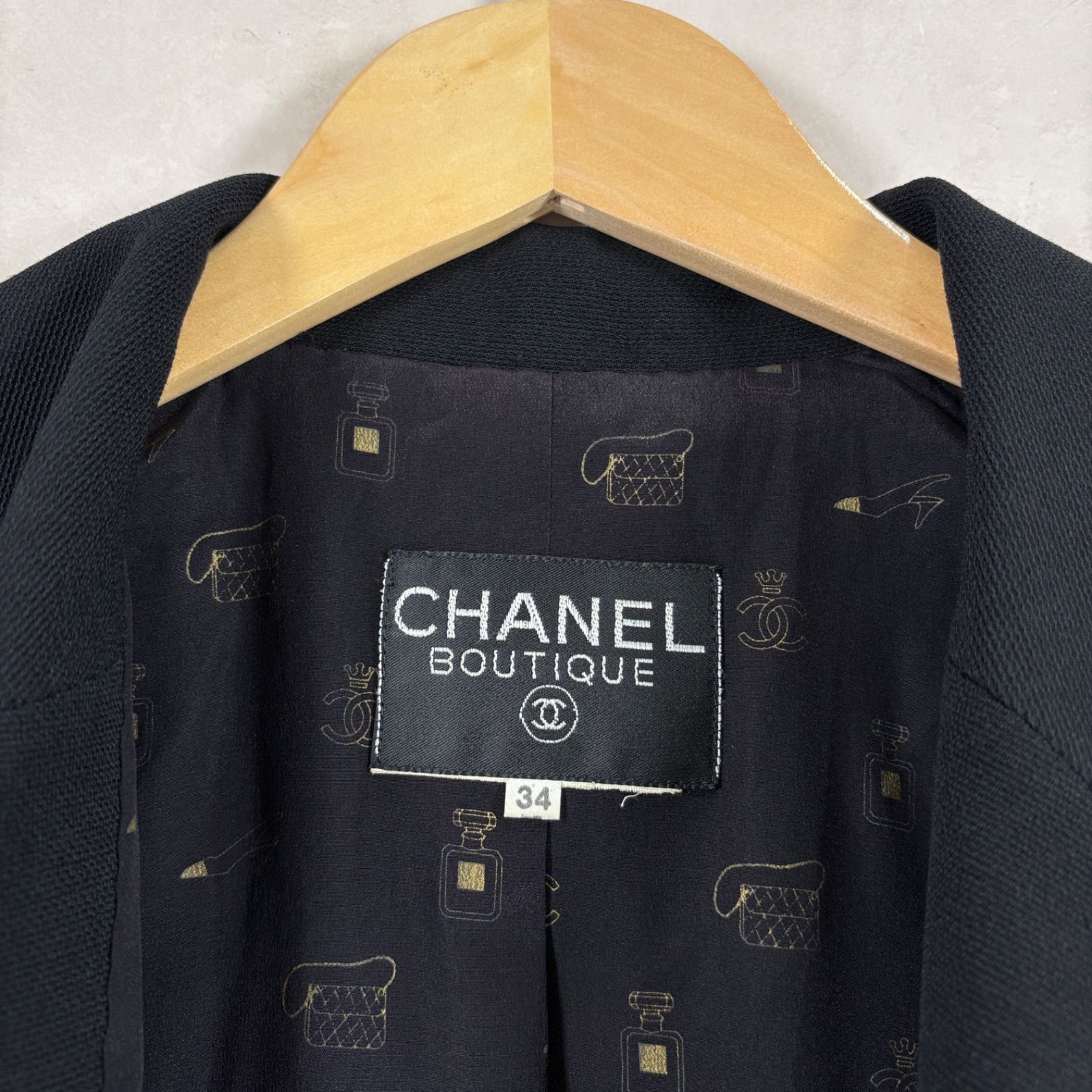 90s CHANEL シャネル ヴィンテージ 香水 ロゴ 裏地 クローバー 金