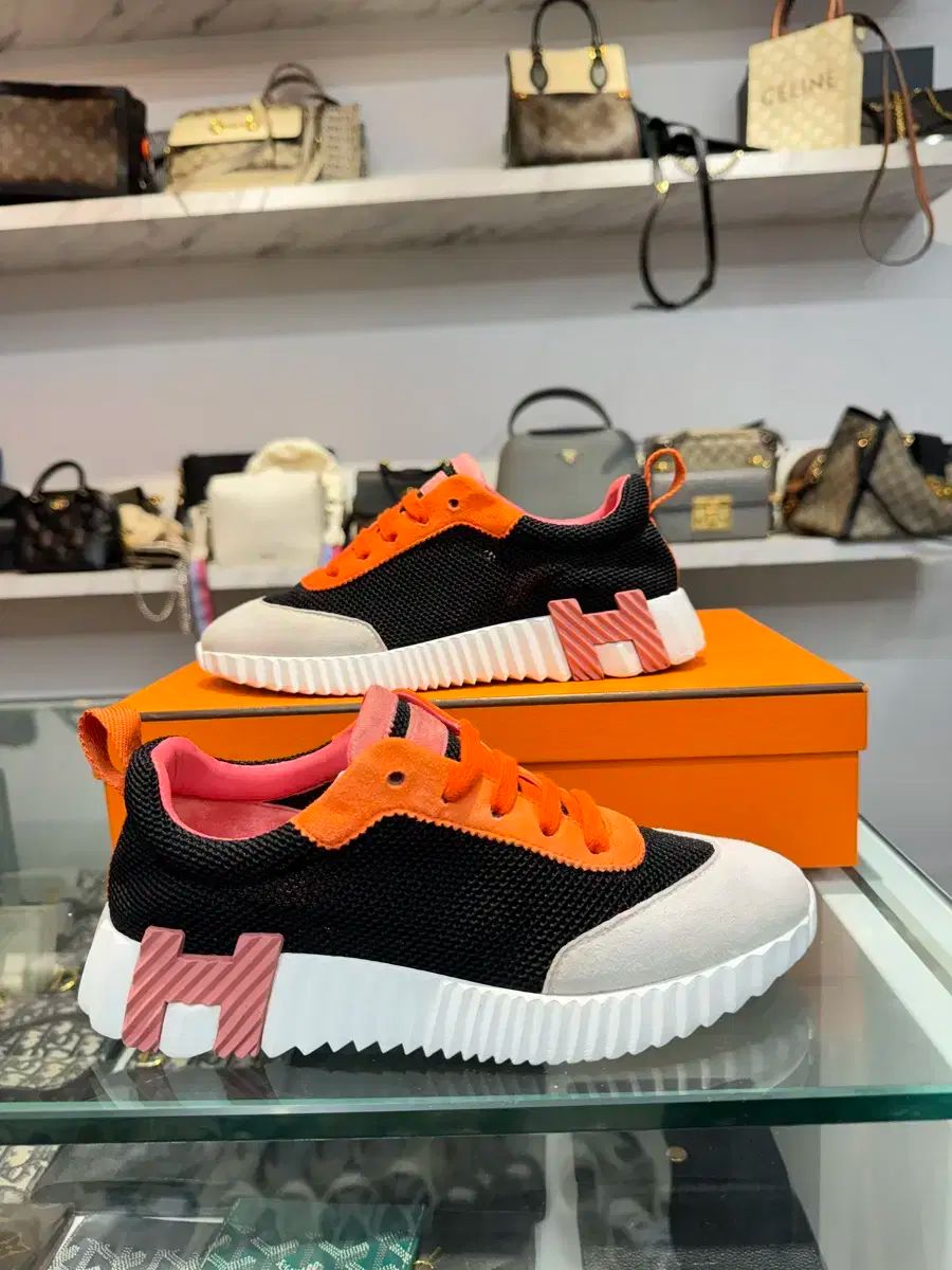 36 W エルメス バウンシング スニーカー メッシュ スウェード ゴートスキン - マルチ