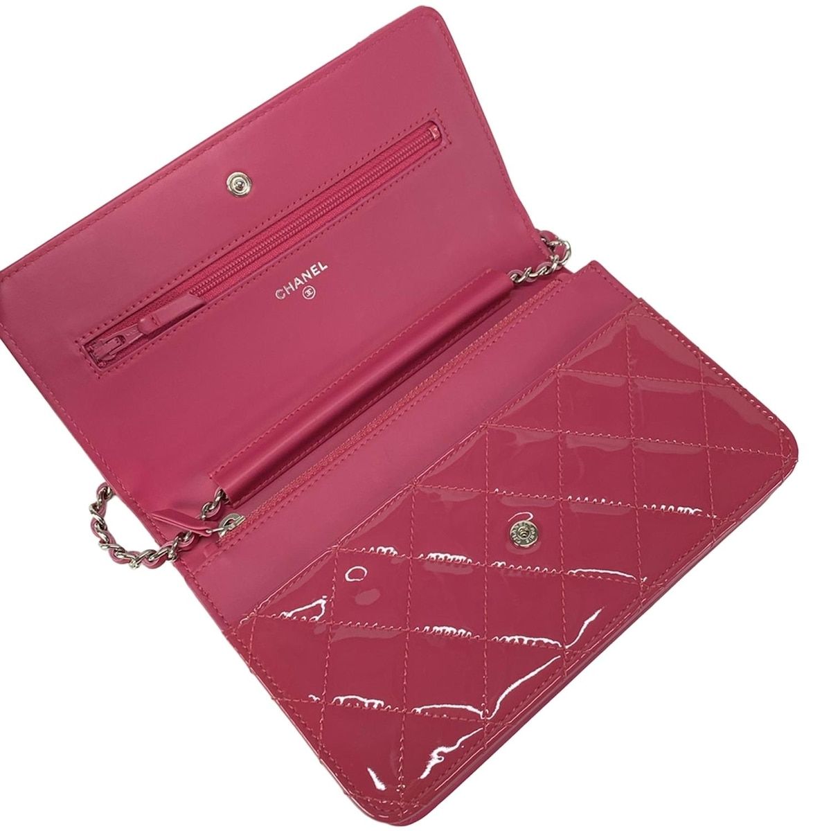  CHANEL シャネル 財布 マトラッセ A 33814 ピンク チェーンウォレット シルバー金具 レザー その他 小物