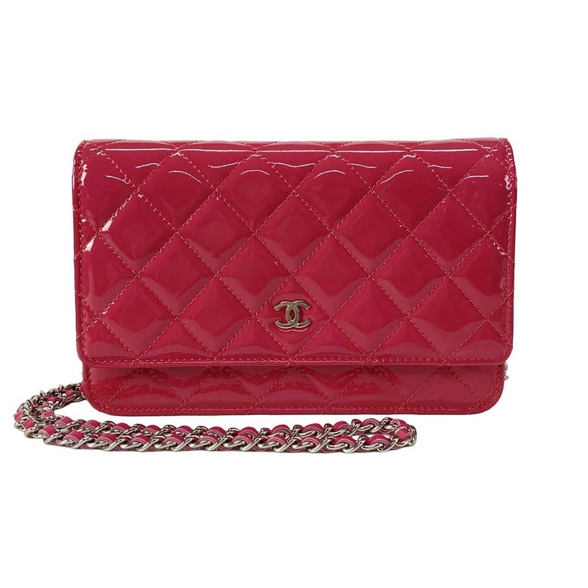 CHANEL シャネル 財布 マトラッセ A33814 ピンク チェーンウォレット シルバー金具 レザー