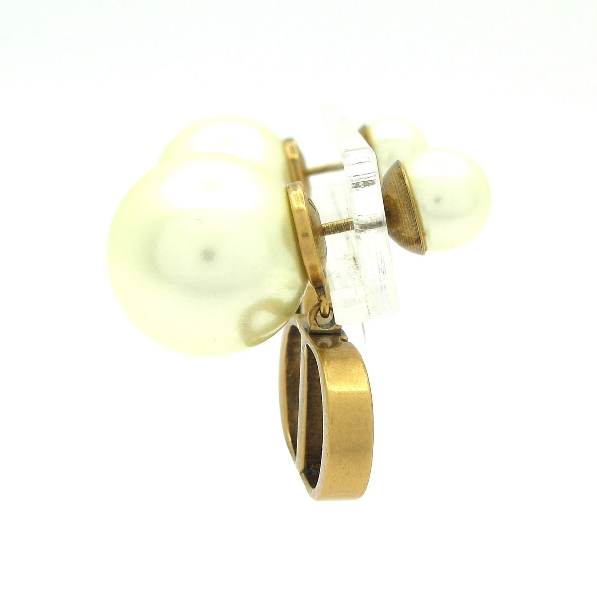 DIOR ChristianDior ディオール クリスチャンディオール ピアス トライバル ゴールド アイボリー CDモチーフ