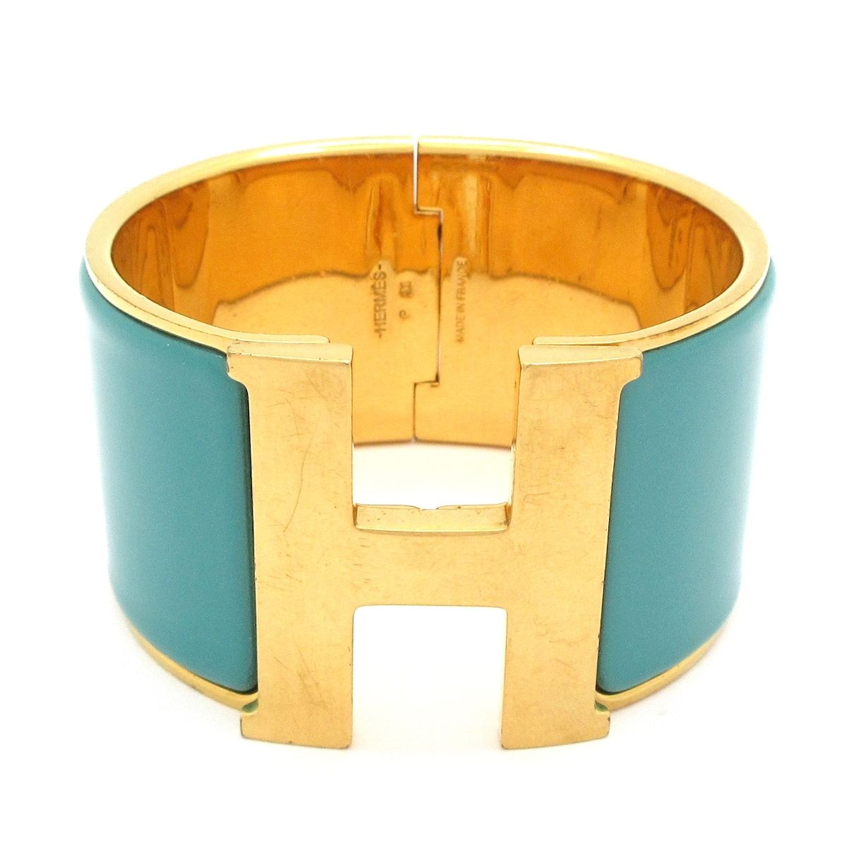 HERMES エルメス バングル クリッククラックTGM ゴールド×ブルー ゴールド金具