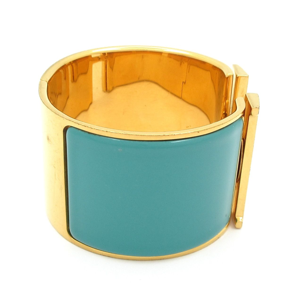 HERMES エルメス バングル クリッククラックTGM ゴールド ブルー ゴールド金具