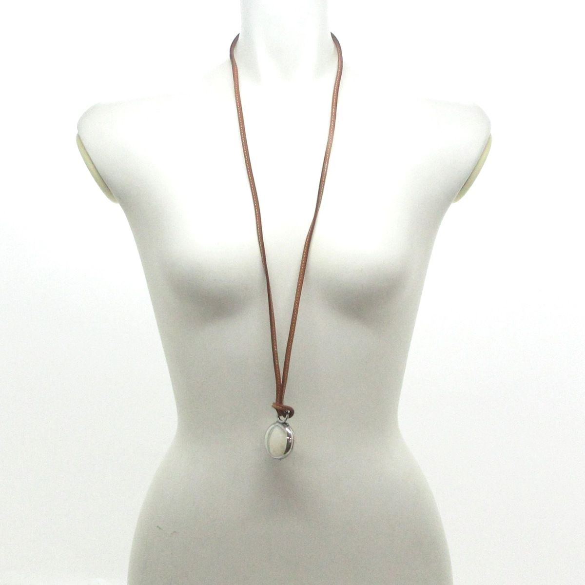 シルバー×ブラウン ロケットペンダント