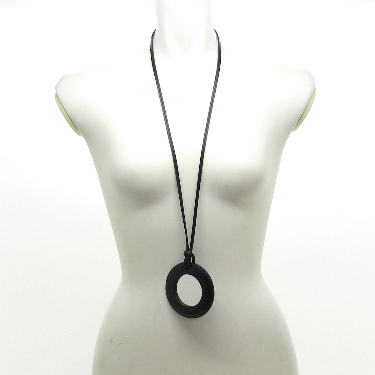 HERMES エルメス ネックレス 黒 ミラー