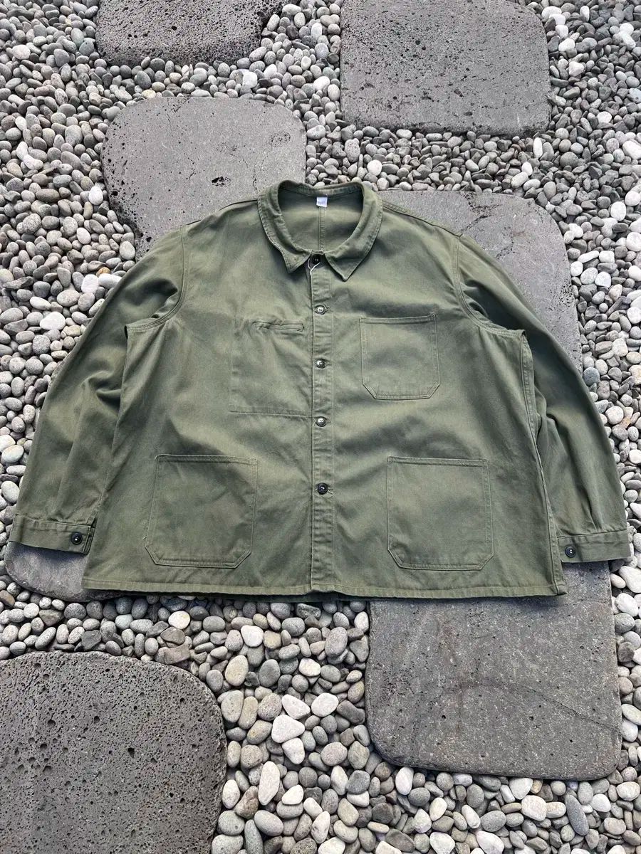 BIGSIZE OLIVEGREEN OLD FRENCH フレンチワークジャケット
