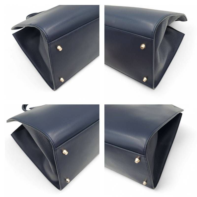 フルラ トートバッグ ビジネス シルバー金具 2way A4収納 レザー 濃紺 フルラ トートバッグ ビジネス シルバー金具 2way A4収納 レザー 濃紺