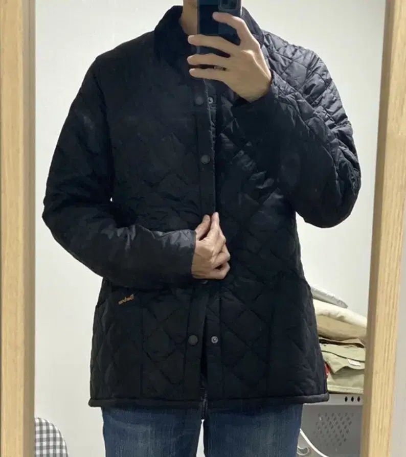 バブアー リーデール ブラック キルティング ジャケット m 100