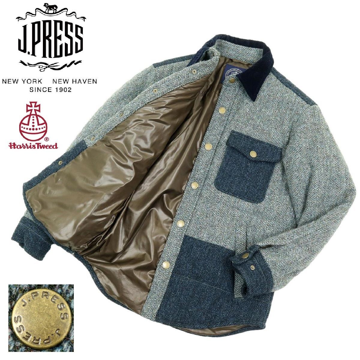 S3611極美品×HARRIS 美品 J.PRESS×HARRIS TWEED Jプレス ハリス