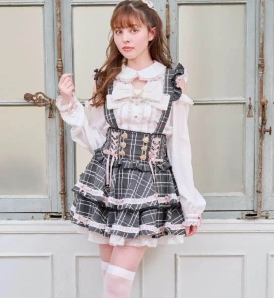 リズリサ ラダー リボン チェック ティアード スカート 量産型 地雷系