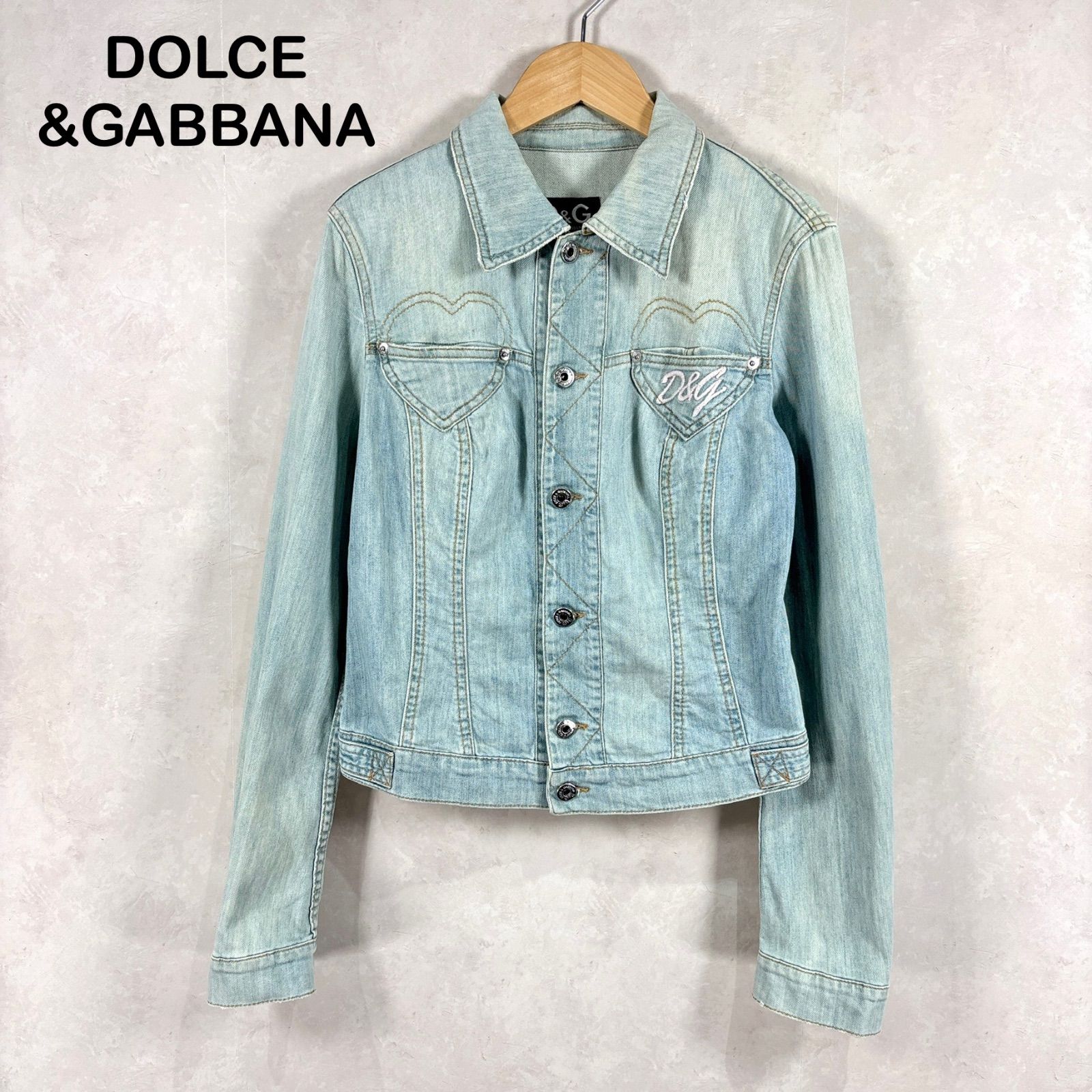 D-G DOLCE-GABBANA ドルチェアンドガッバーナ ハート ポケット ロゴ刺繍 薄手 デニムジャケット