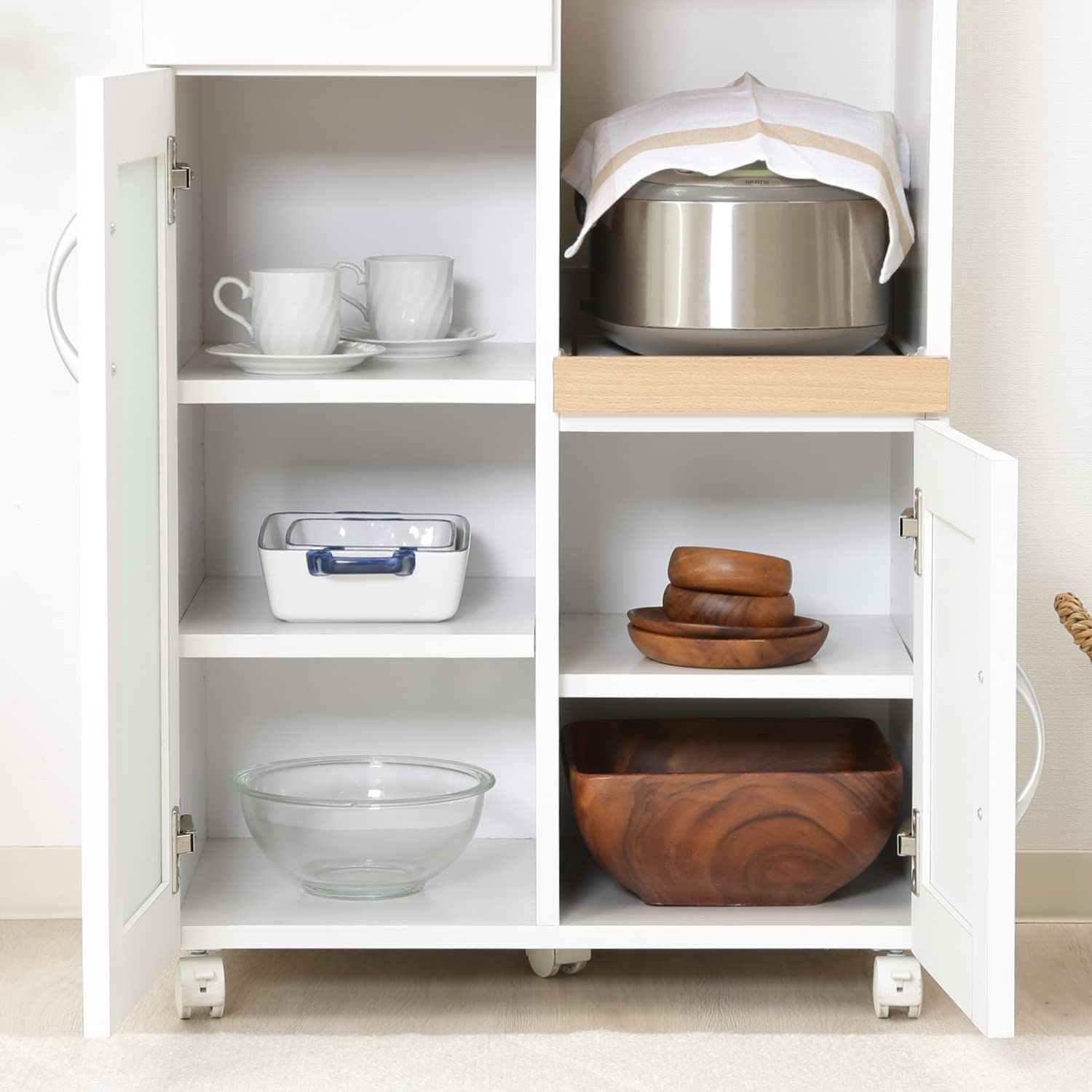 新品 不二貿易 キッチン収納 食器棚 幅60×奥行39.5×高さ89cm ホワイト