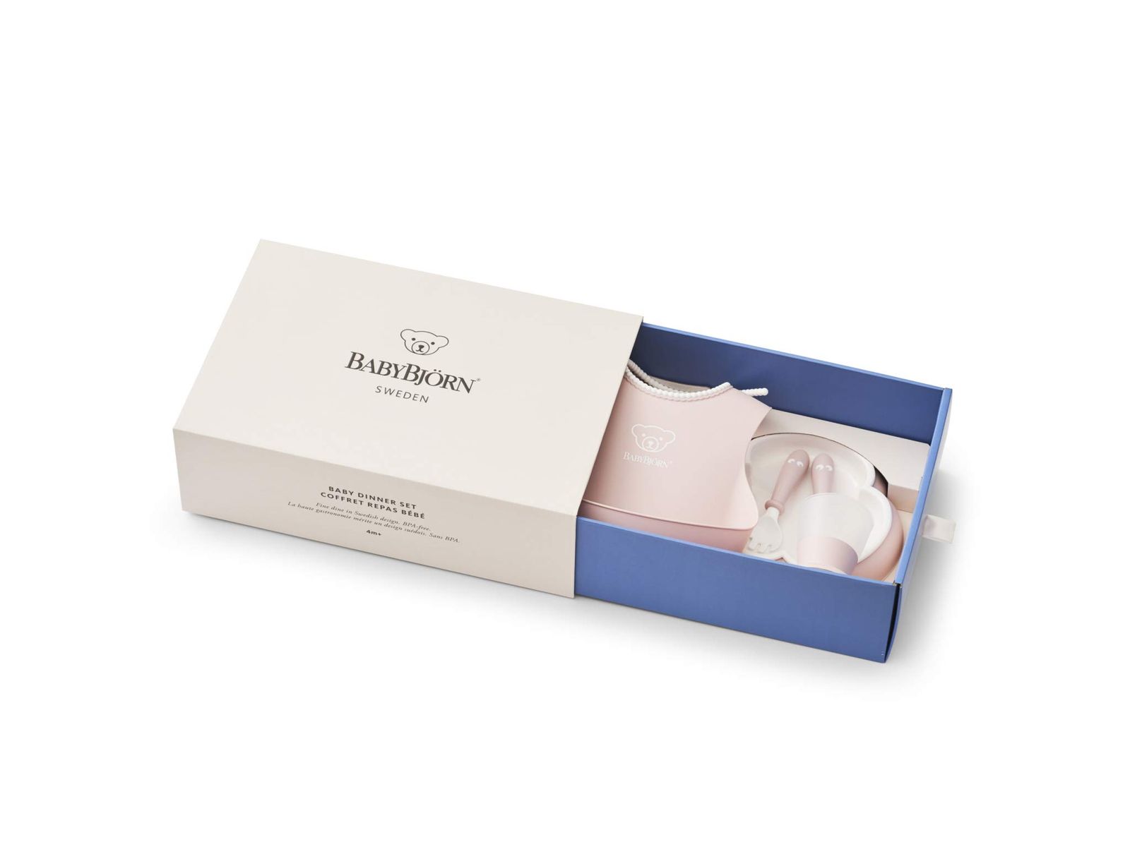 ベビービョルン 日本 付 ベビーディナーセット パウダーピンク 4点セット ギフトボックス入り 出産祝い ギフト プレゼント 離乳食 スプーン スタイ お食事エプロン お食事セット 食器セット お食い初め