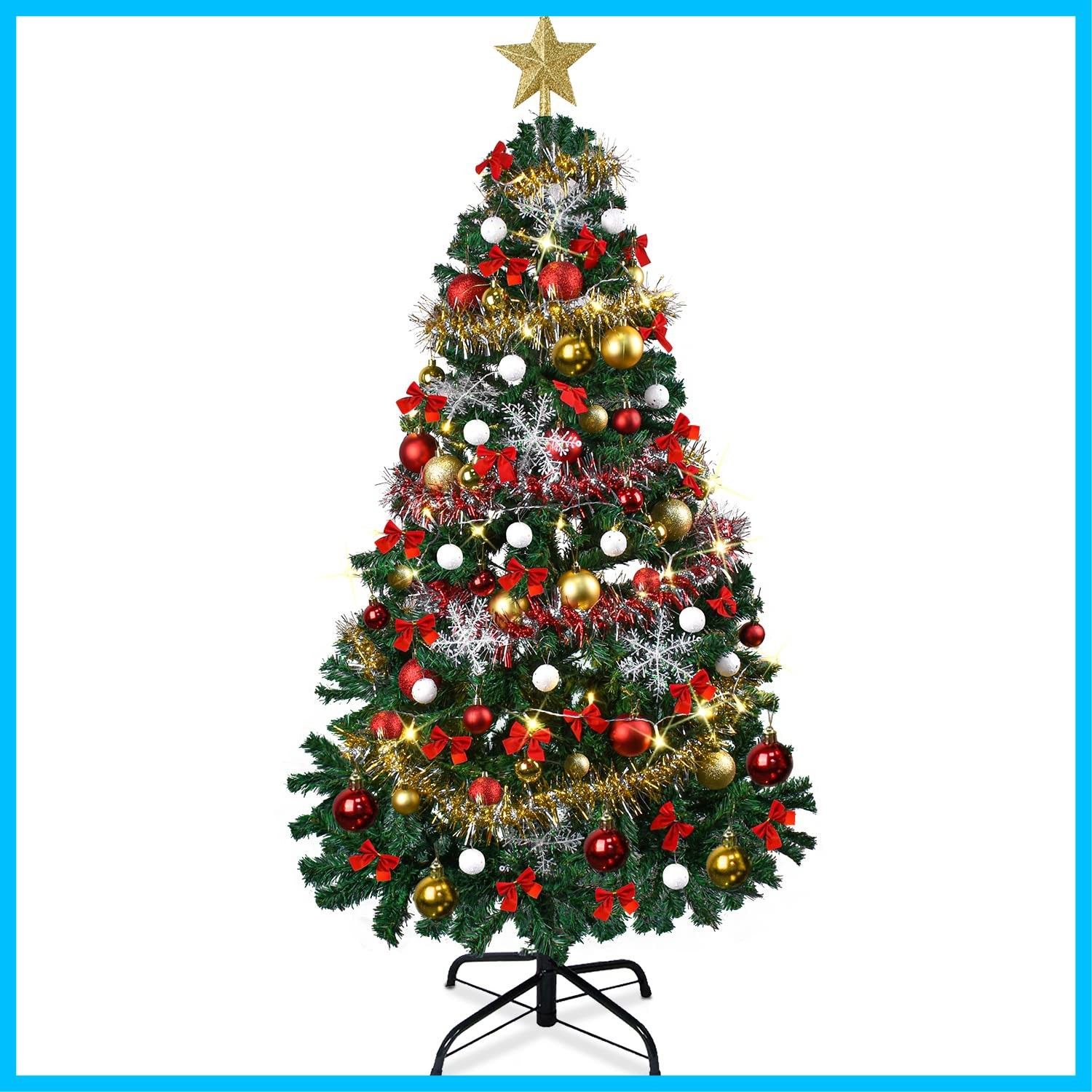 枝数700本 暖色LEDライト クリスマスオーナメント付 180cm 組立簡単 クリスマスツリー 豪華 クリスマスグッズ