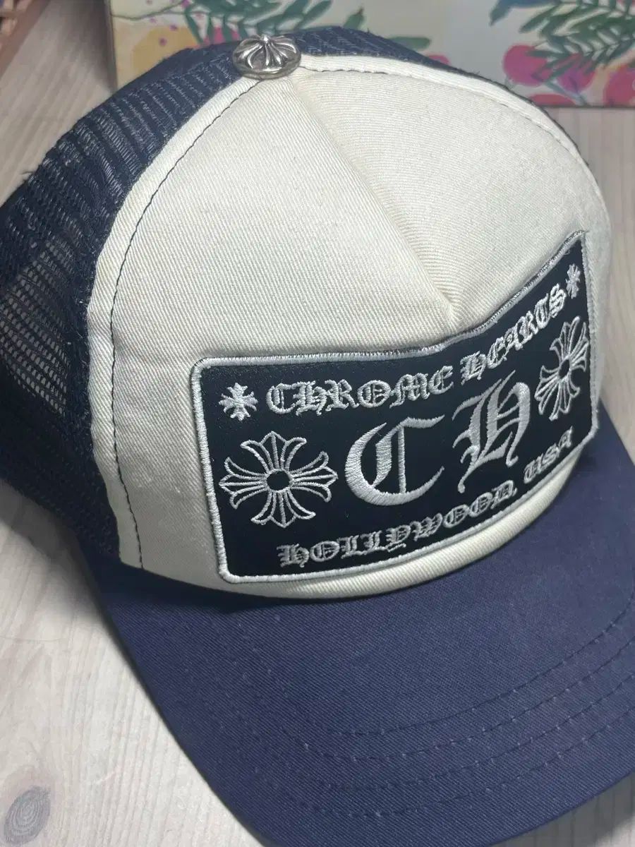 クロムハーツ パッチ メッシュキャップ 帽子 ネイビー 白 狎鴎亭店