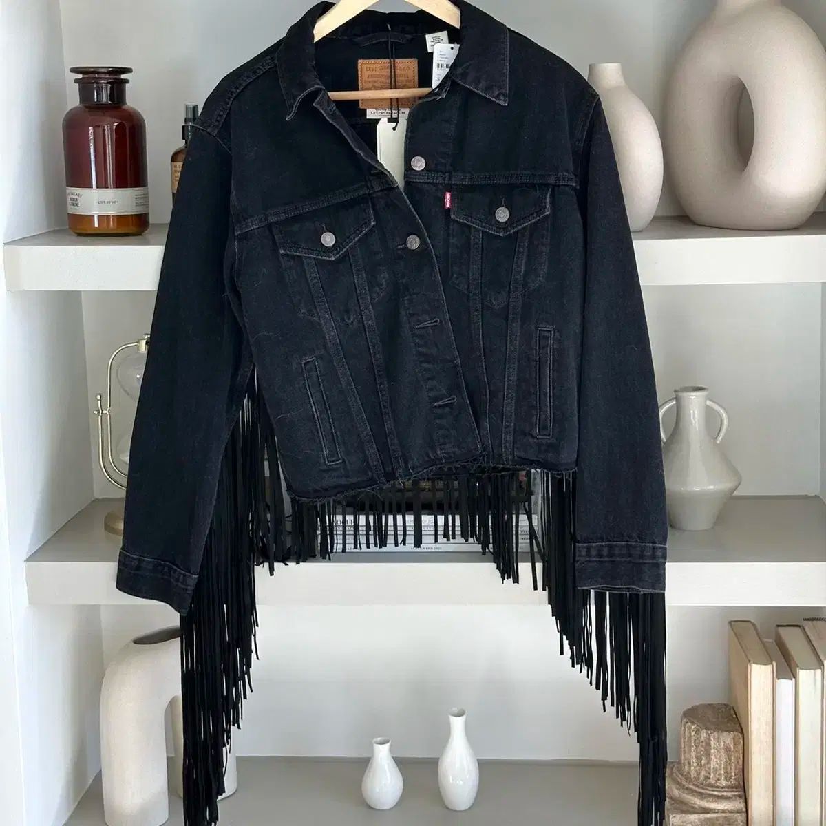 リーバイス ブラック デニム フリンジ ジャケット