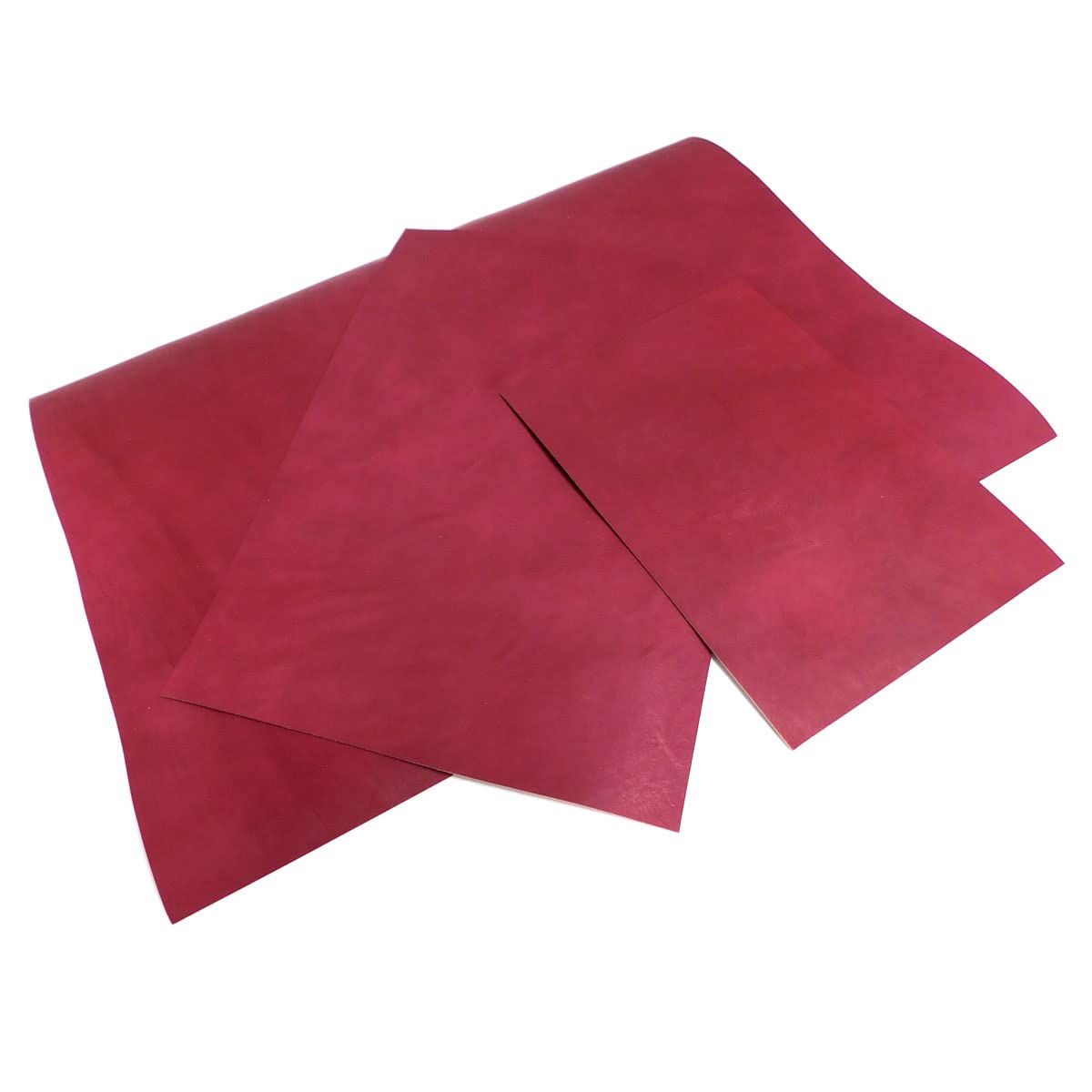 新品 1.5mm (赤 × ワケあり A3) ヌメ革 3枚