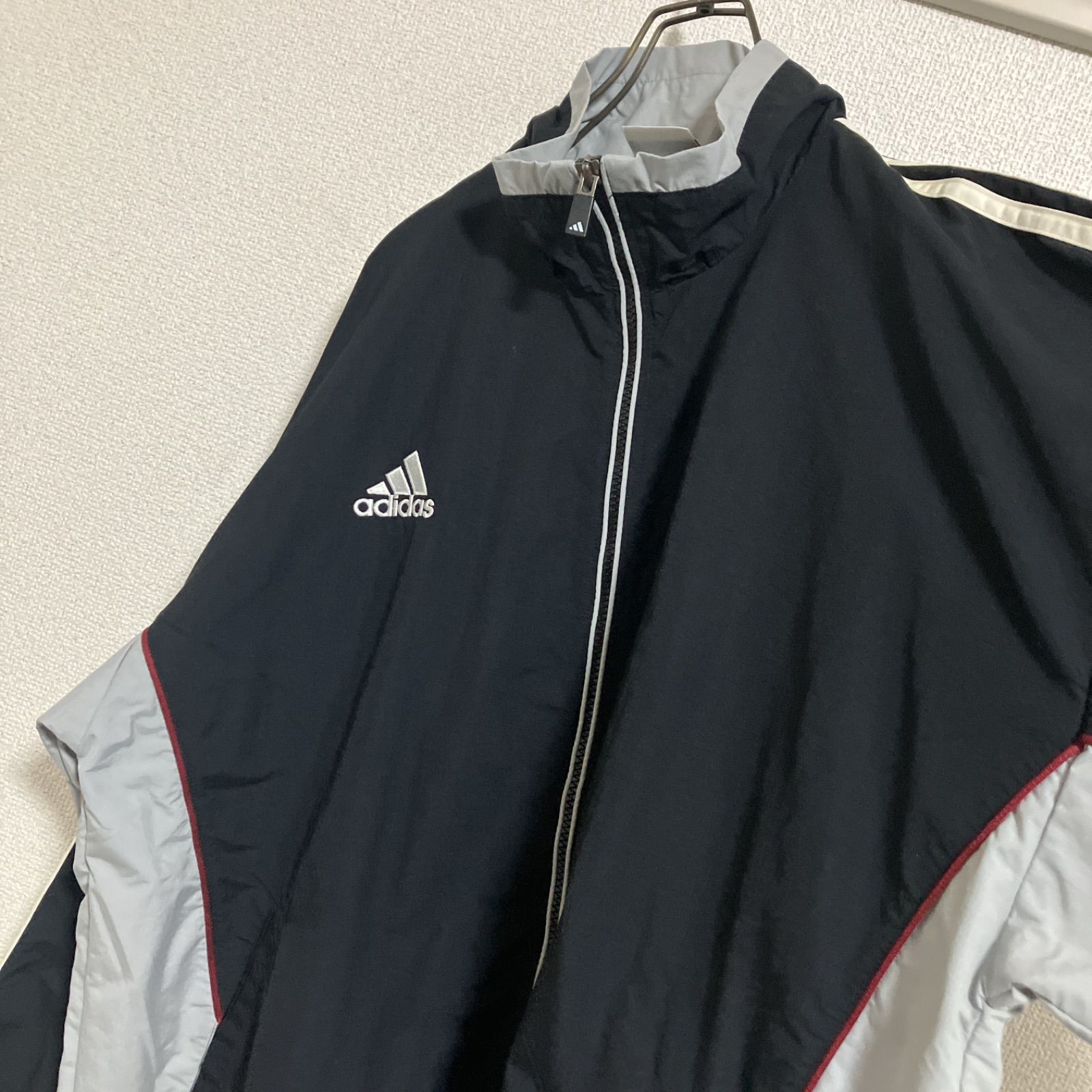 ロゴ刺繍】90s adidas アディダス ナイロンジャケット 黒 L - メルカリ