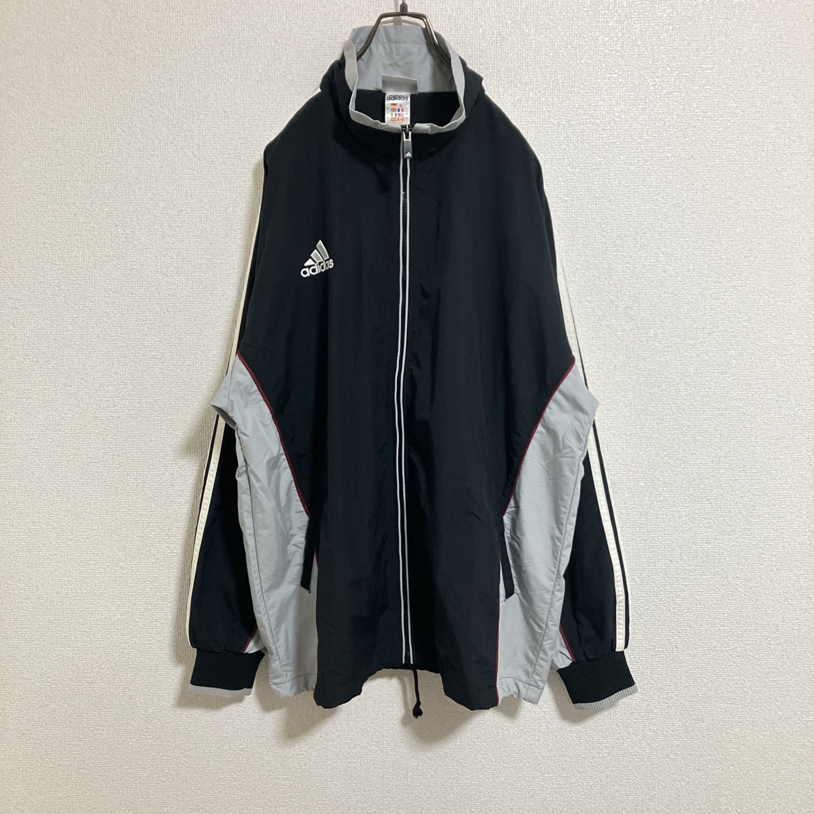 ロゴ刺繍】90s adidas アディダス ナイロンジャケット 黒 L - メルカリ