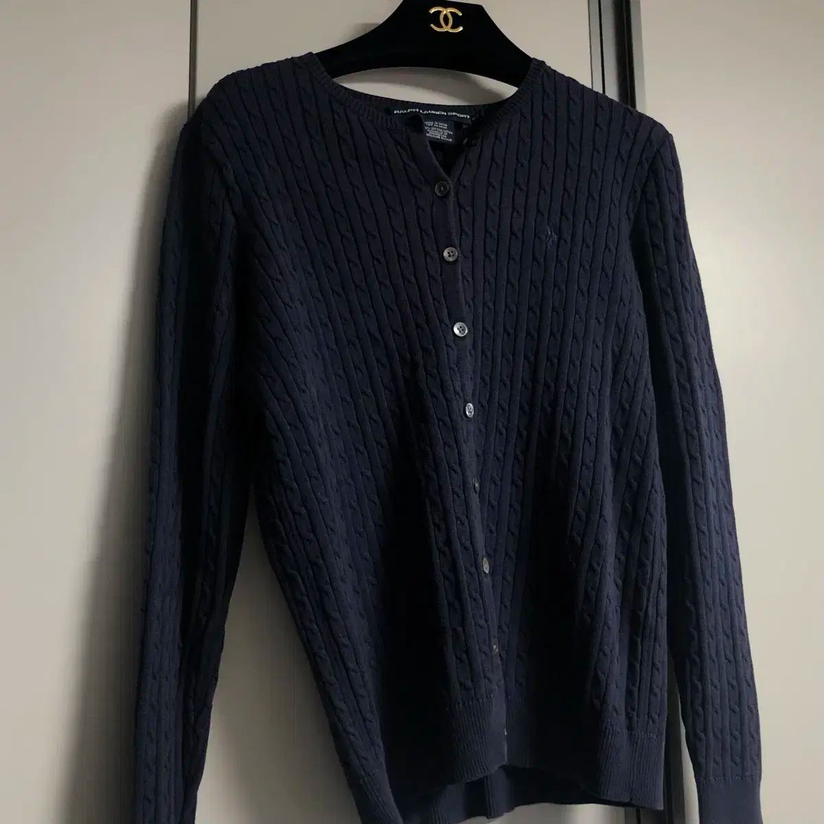  ポロ ネイビー ケーブル編み カーディガン 長袖 カーディガン ボレロ アンサンブル