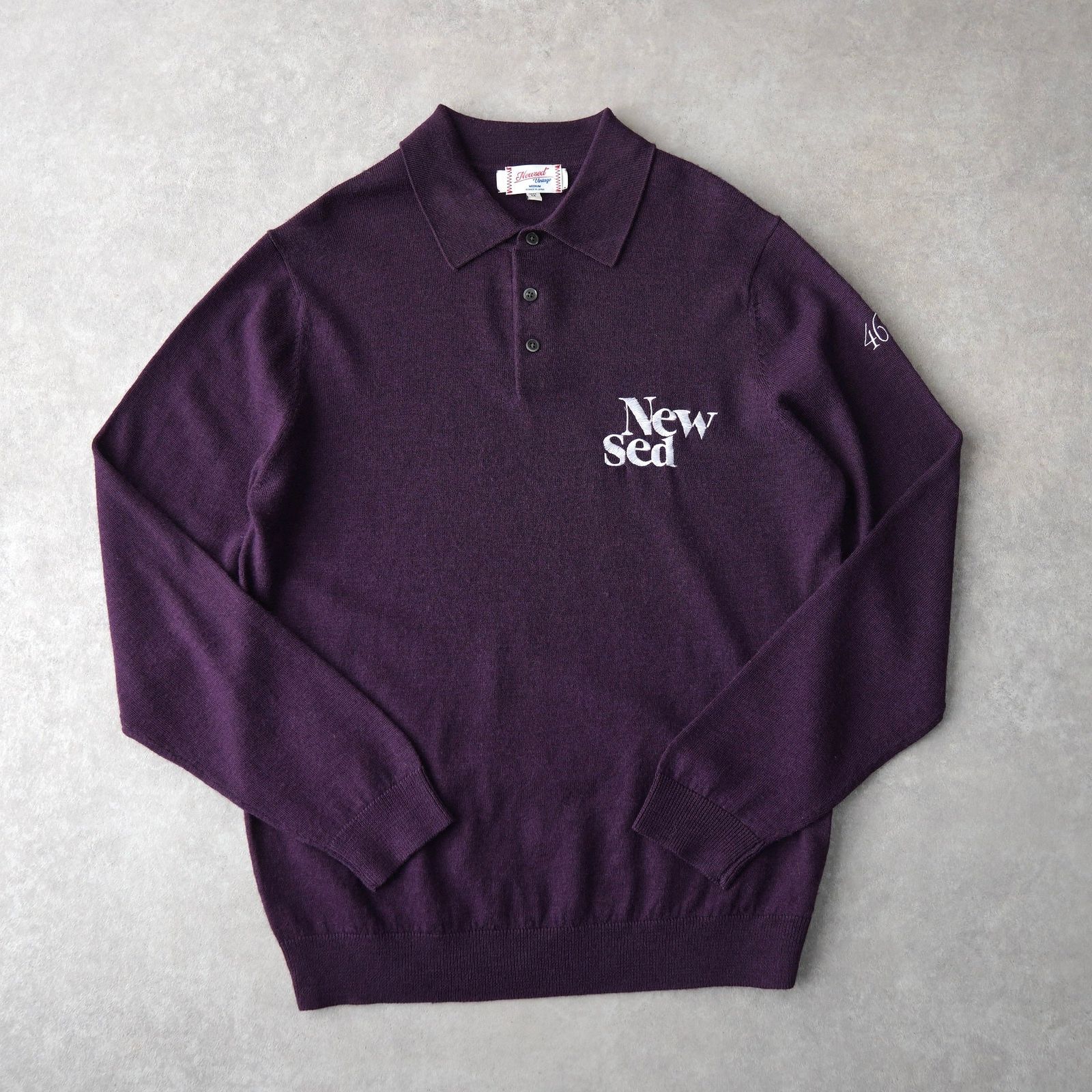 Newsed ロゴ リメイク ポロ ニット 襟付き パープル No.463