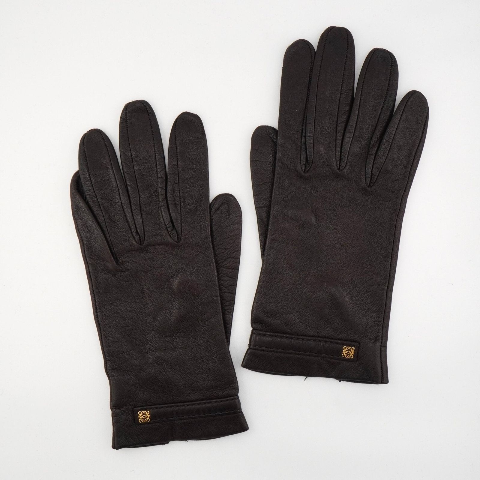 ロエベ アナグラム ラムレザー 手袋 グローブ ダークブラウン - メルカリ