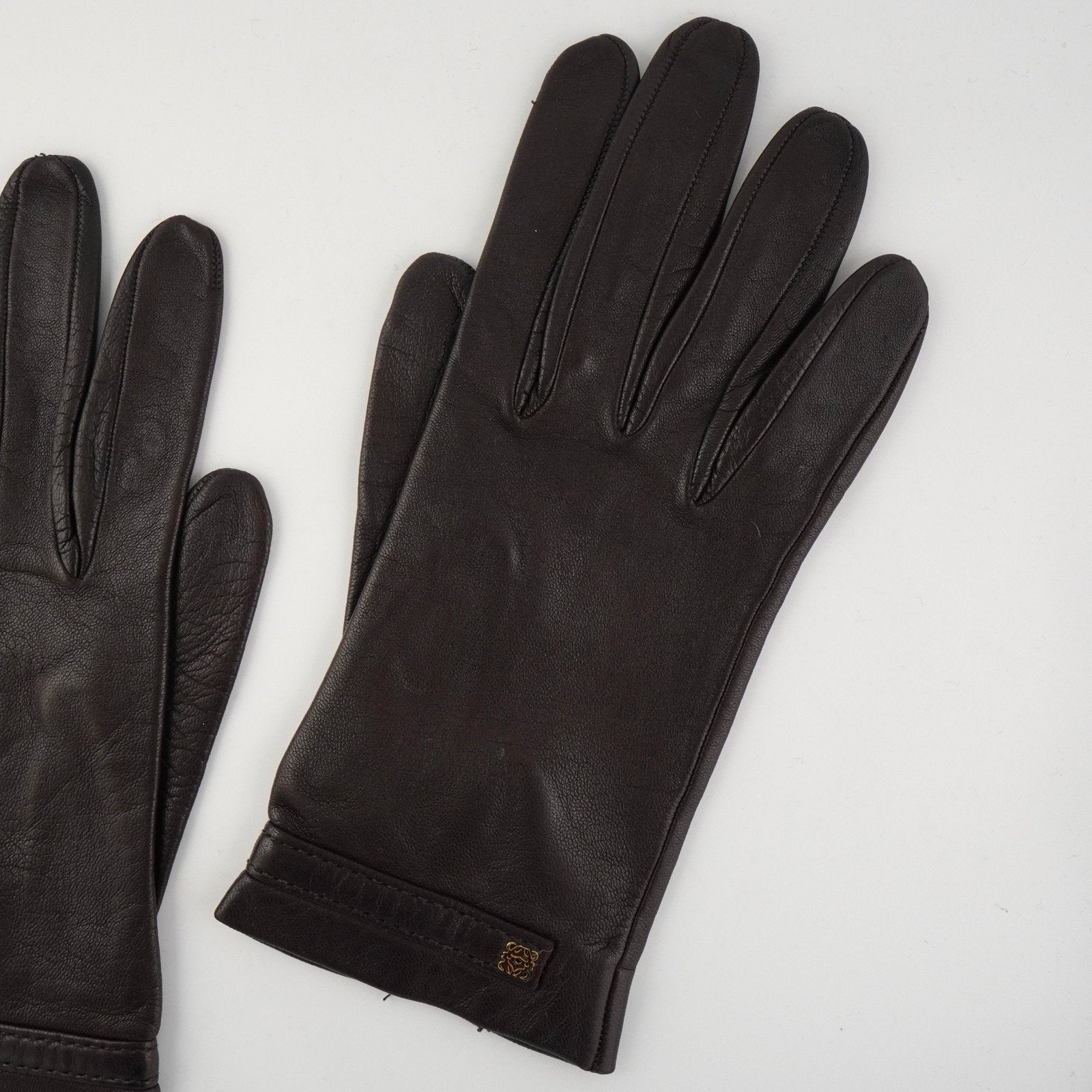 ロエベ アナグラム ラムレザー 手袋 グローブ ダークブラウン - メルカリ